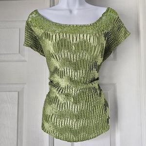 Y2k Vintage Green crinkle blouse